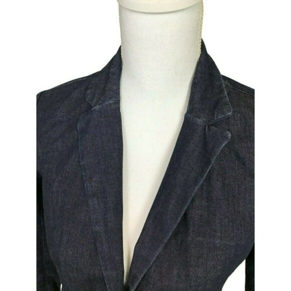 Club Monaco Cotton Spandex Blend Denim Blazer Blue Size 4 RR - Picture 4 of 9